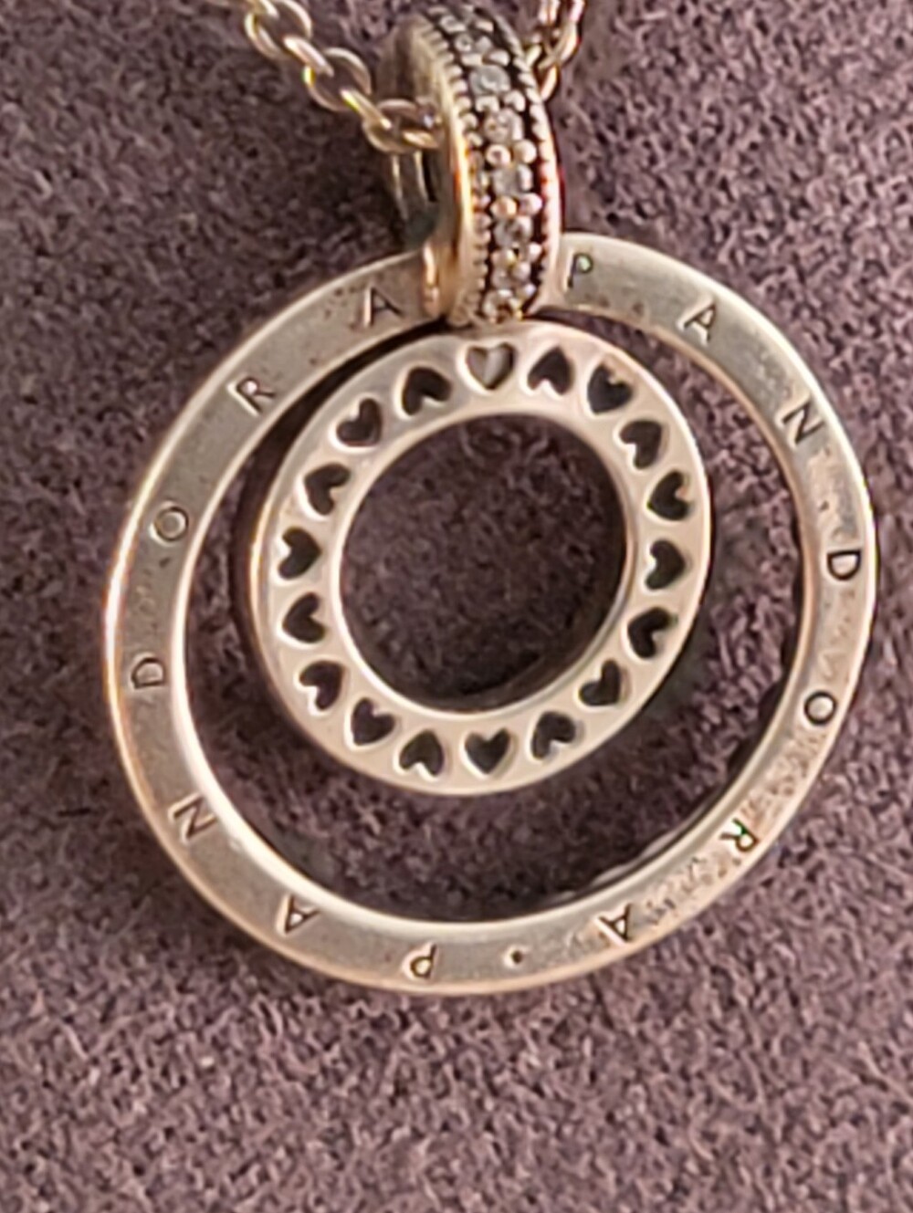 Pandora Sterling Circle Dot CZ Drop Necklace - Picture 7 of 8